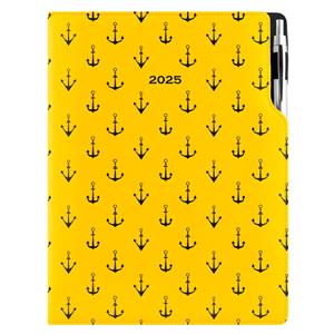 Diary DESIGN daily A4 2025 PL - yellow - sailor - anchors