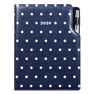 Diary DESIGN daily A5 2024 czech - blue - polka dots