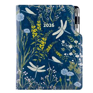 Diary DESIGN daily A5 2026 CZ - blue - Dragonflies