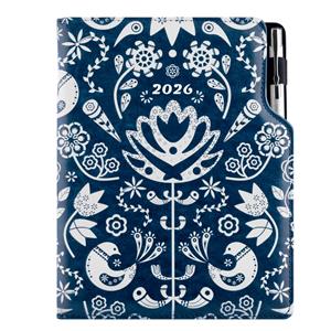Diary DESIGN daily A5 2026 CZ - blue - Folk