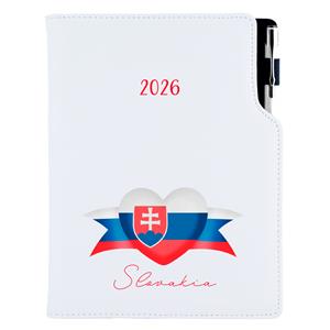 Diary DESIGN daily A5 2026 CZ - white - Slovakia - flag