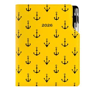 Diary DESIGN daily A5 2026 CZ - yellow - Sailor - anchors