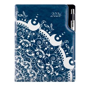 Diary DESIGN daily A5 2026 SK - blue - Ornament