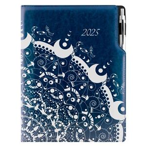 Diary DESIGN weekly A4 2025 PL - blue - ornament