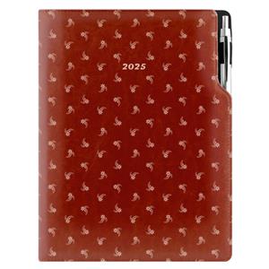 Diary DESIGN weekly A4 2025 PL - brown - white flower