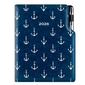 Diary DESIGN weekly A5 2026 CZ - blue - Sailor - anchors