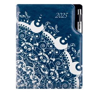 Diary DESIGN weekly B6 2025 - blue - ornament
