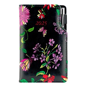 Diary DESIGN weekly pocket 2025 CZ - black - flowers