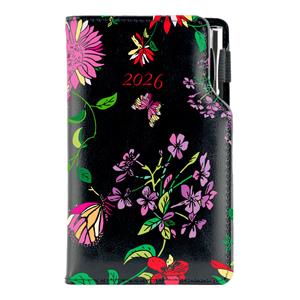 Diary DESIGN weekly pocket 2026 CZ - black - Flowers