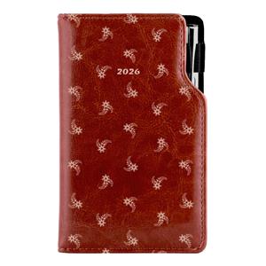 Diary DESIGN weekly pocket 2026 CZ - brown - White flower