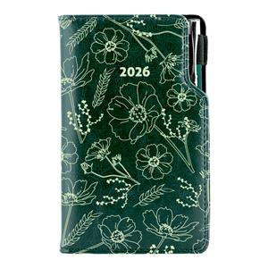 Diary DESIGN weekly pocket 2026 CZ - green - Flowers
