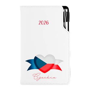 Diary DESIGN weekly pocket 2026 CZ - white - Czech - flag