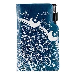 Diary DESIGN weekly pocket 2026 PL - blue - ornament