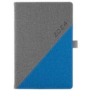 Diary DIEGO daily A5 2024 Czech - grey/blue