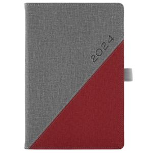 Diary DIEGO daily A5 2024 Czech - grey/red