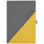 Diary DIEGO daily A5 2024 Czech - grey/yellow