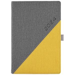 Diary DIEGO daily A5 2024 Polish - grey/yellow