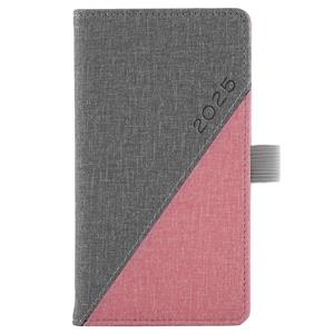 Diary DIEGO weekly pocket A5 2025 Polish - grey/pink