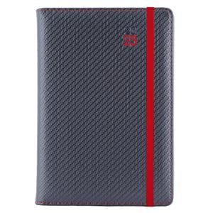 Diary ELASTIC daily A5 2023 Czech - grafit/red rubber band
