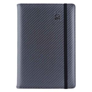 Diary ELASTIC daily A5 2024 Polish - grafit/black rubber band