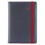 Diary ELASTIC daily A5 2024 Polish - grafit/red rubber band