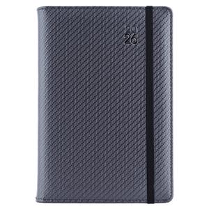 Diary ELASTIC daily A5 2026 Czech - grafit/black rubber band
