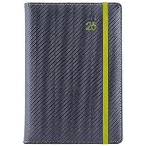 Diary ELASTIC daily A5 2026 Czech - grafit/green rubber band