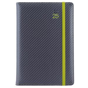Diary ELASTIC daily B6 2025 - grafit/green rubber band
