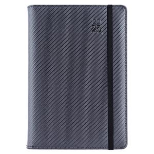 Diary ELASTIC daily B6 2025 Polish - grafit/black rubber band