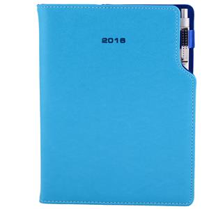 Diary Gap with ballpoint weekly B5 2016 Polish - turquoise/blue velvet