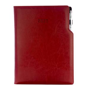 Diary GEP with ballpoint daily A4 2023 Polish - bordeaux