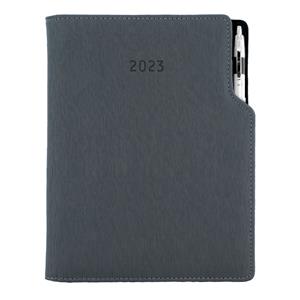 Diary GEP with ballpoint daily A4 2023 Polish - grey