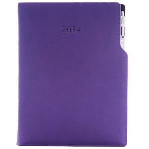 Diary GEP with ballpoint daily A4 2024 Polish - violet