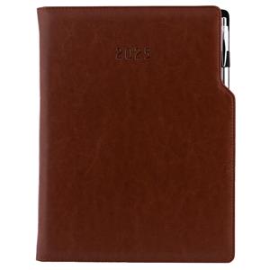 Diary GEP with ballpoint daily A4 2025 - brown