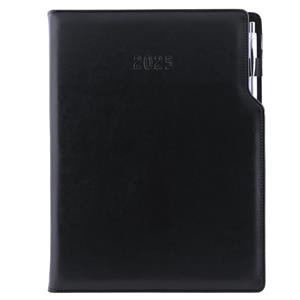 Diary GEP with ballpoint daily A4 2025 Polish - black/black velvet