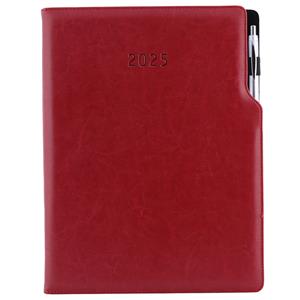 Diary GEP with ballpoint daily A4 2025 Polish - bordeaux