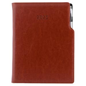 Diary GEP with ballpoint daily A4 2025 Polish - brown