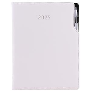 Diary GEP with ballpoint daily A4 2025 Polish - white/white stiching
