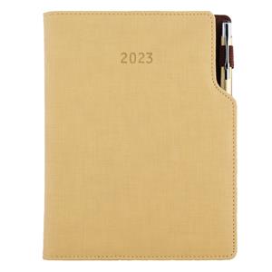 Diary GEP with ballpoint daily A5 2023 Czech - beige