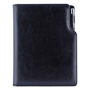 Diary GEP with ballpoint daily A5 2023 Czech - black/black velvet