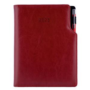 Diary GEP with ballpoint daily A5 2023 Czech - bordeaux