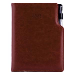 Diary GEP with ballpoint daily A5 2023 Czech - brown