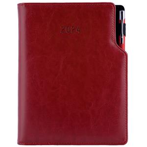 Diary GEP with ballpoint daily A5 2024 Czech - bordeaux