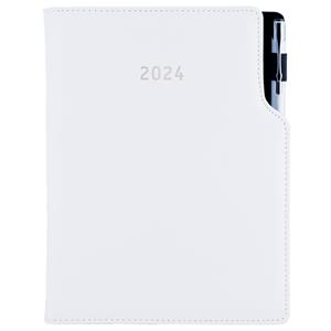 Diary GEP with ballpoint daily A5 2024 Polish - white/white stiching