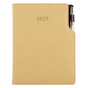 Diary GEP with ballpoint daily A5 2025 Czech - beige