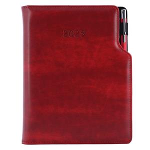 Diary GEP with ballpoint daily A5 2025 Polish - bordeaux brindled
