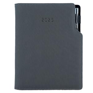 Diary GEP with ballpoint daily B6 2025 Polish - grey