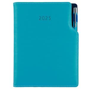 Diary GEP with ballpoint daily B6 2025 - turquoise/blue velvet