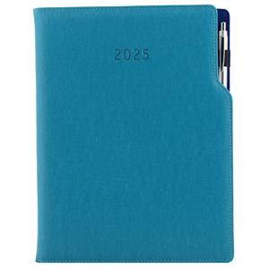 Diary GEP with ballpoint weekly A4 2025 Polish - turquoise/blue velvet