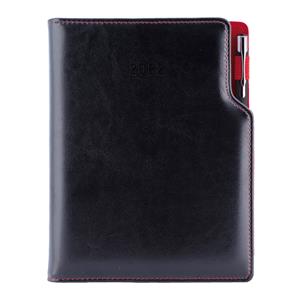 Diary GEP with ballpoint weekly A5 2022 Polish - black/red velvet